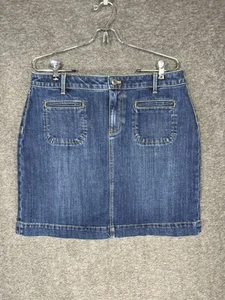 Talbots Denim Skirt Womens Petite 10p Jean Straight Short Stretch Preppy Pockets - Picture 1 of 13