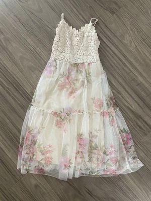 Maxi vestido para niñas talla 7 - largo, tul, floral Foto 1 de 4