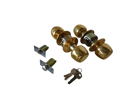 HNF SHOP Entry Door Knob Set with Keyed Entry Lock Polished Brass Finish Grade 3 Security