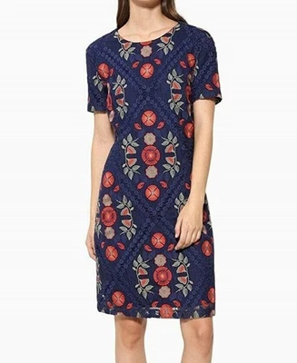 Desigual Damen Shiftkleid Knielang Blau Floral Ce0 Größe 34 XXS 2XS - Bild 1 von 4