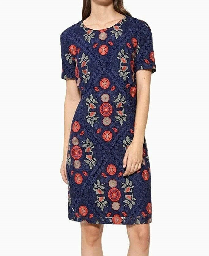 Desigual Damen Shiftkleid Knielang Blau Floral Ce0 Größe 34 XXS 2XS - Bild 1 von 4
