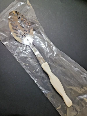 New Cutco 1712 Slotted Spoon White Pearl Handle 12-1/2" Sealed Package - Image 1 of 3