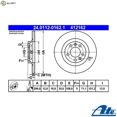 2x BRAKE DISC 24.0112-0162.1 FOR PEUGEOT RCZ 407/SW/Van 508 607 CITROEN 2.2L 407 - Image 1 of 4