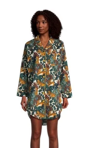 World Market Flannel Cheetah Leopard Button Up Night Shirt S/M Anthropologie - Bild 1 von 8