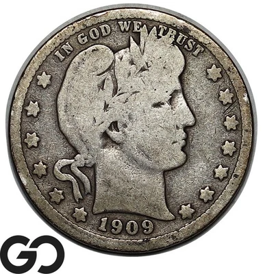 1909-D Barber Quarter - Image 1 of 3