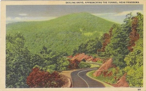 Vintage Virginia Leinen Postkarte Skyline Fahrt nähert sich Tunnel in der Nähe von Panorama - Bild 1 von 2