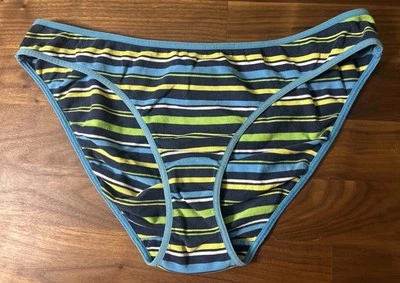 Vtg Victoria Secret PINK Rare Striped Med Classic Bikini Panties Low Rise Cotton - Image 1 of 4