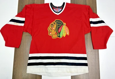 Vintage CCM x NHL Chicago Blackhawks Jersey Mens L Red Maska Air Knit Hockey - Image 1 of 4