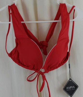 ZAFUL 2 Piezas Para Mujer Descarado Bikini Cuerda Corte Alto Lado Corbata Rojo Talla Pequeña Foto 1 de 3