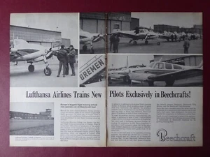 8/1966 PUB BEECHCRAFT DEBONAIR T-34 MENTOR TWIN BONANZA LUFTHANSA BREMEN AD - Imagen 1 de 1