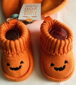 ⚡️Carter's Baby Halloween Pumpkin Hat & Booties Set - One Size Baby - Foto 1 di 2