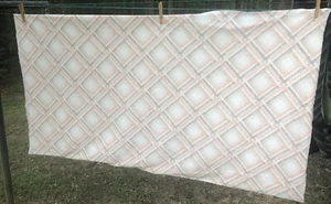 Vintage 1970s Polyester Jersey Knit Fabric Peach & Brown 52" x 60" - Picture 1 of 8