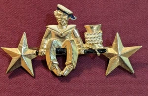 Vintage Gold Tone Black & White Enamel Nautical Sailors Brooch - Picture 1 of 5