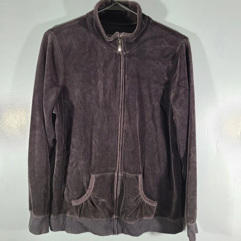 Made For Life Black Jacket Womens Sz L Full Zip Cotton Polyester Stand Up Collar - Image 1 of 4