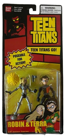 Teen Titans Go! Robin & Terra Action Figure Set NEW MOSC 2005 Bandai Slade Terra Cover