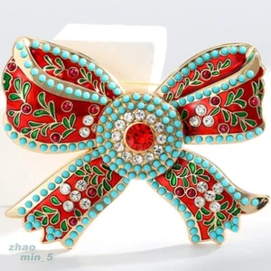 Vintage Crystal Bow Brooch Pin Rhinestone Bownot Brooches Wedding Jewelry Gifts - Picture 1 of 6