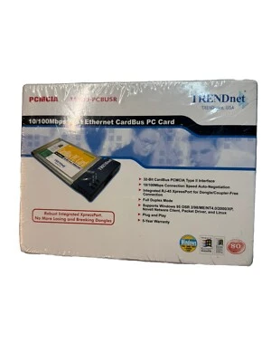 Sealed New in Box TRENDnet CardBus10/100 Fast Ethernet PC Card - Image 1 of 2