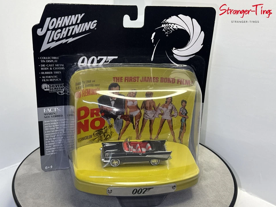 007 Model 8cm Car 1957 Checv Bel Air Dr.no 1 64 Johnny Lightning Tin