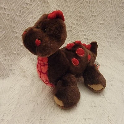 Valentine Cocoa Red Brown Dinosaur HM338 Stuffed Plush 8" Webkinz Ganz EUC - Image 1 of 4