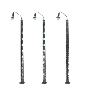 3 pezzi modellino ferroviario scala HO OO lampada illuminata 1:87 reticolo albero lampada binario luce - Foto 1 di 6