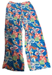 Sincerely Jules Women’s Blue Floral Large Capris Wide Leg Boho Beach - Picture 1 of 6