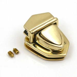 Solid Brass Metal Tuck Lock Push Lock Closure Catch Clasp Buckle Fasteners - Picture 1 of 5