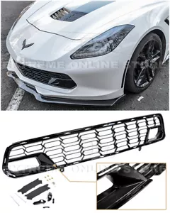 For 14-19 Corvette C7 With Camera | Z06 PAINTED CARBON FLASH Front Bumper Grille - Picture 1 of 11