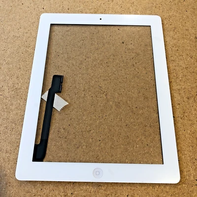 Genuine iPad 3 / 4 Touch Screen Glass Digitizer w Home Button + Adhesive White - Image 1 of 4