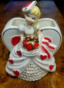 1950s NIDCO Valentine's Day Girl With Hearts Planter Excellent Condition! - Picture 1 of 16