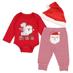 Christmas Newborn Infant Baby Boys Clothes My 1st Christmas Rompers Bodysuit ... - Picture 1 of 8