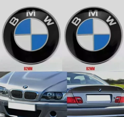 2PCS Front Hood Rear Trunk (82mm & 82mm) ORIGINAL BMW Badge Emblem 51148132375 Foto 1 de 2