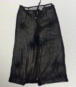 Transparente schwarze Boho-Überzugshose mit Blumenstickerei Strand/Pool/Schwimmen Größe Small - Bild 1 von 12