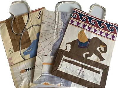 3 Vtg 1980s Bloomingdales Shopping Bags Paper NYC Portugal, India, 16x12" US - Image 1 of 4
