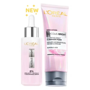 LOREAL Glycolic Bright Foam Cleanser Serum Exfoliate Radiant Glow Daily 100ml - Picture 1 of 17