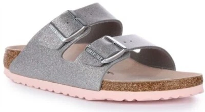 BIRKENSTOCK Arizona Bf Doppio Cinturino Unisex Fit Sandalo Rosa Suola Argento UK - Immagine 1 di 4