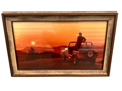 Foto Jeep CJ vintage 1984 en marco Arquati Brev arte de pared decoración del hogar 17x27 Foto 1 de 4