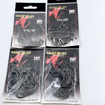 Matzuo X Wide Gap Worm Hook 25 Count Black Chrome You Pick Size Made In Japan