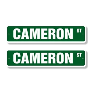 CAMERON Street Sign (2 Pack) Childrens Name Room Metal Road Sign - Picture 1 of 7