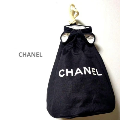 Bolso Mochila CHANEL Negro Lona Cordón Usado Auténtico Lujo Foto 1 de 4