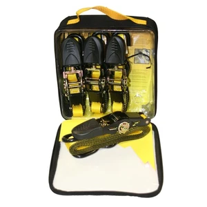 4-PK 1in x 10ft  Ratchet Tie Down Straps Yellow 900LBS Break Strength 300LBS WLL - Picture 1 of 11