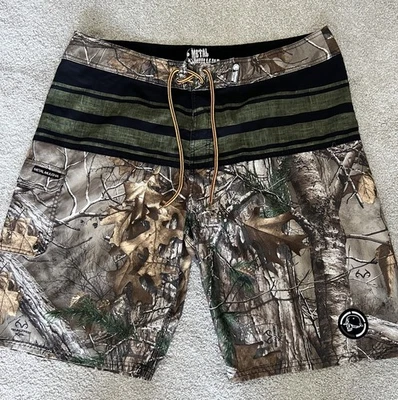 Bermuda de natação masculina mulisha metal tamanho 40 camuflagem árvore real ao ar livre ativa - Imagem 1 de 4