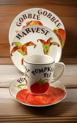 ROSANNA Acción de Gracias - Vajilla 4 Piezas, Gobble Gobble/Cosecha/Pastel de Calabaza Foto 1 de 4