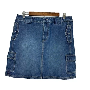 Gonna jeans Lands' End denim 16 mini cargo corta indie Y2k anni 90 classica Normcore - Foto 1 di 9