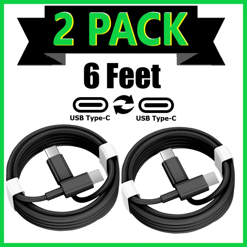 2 Pack 6ft USB C Super Fast Charger Cable USB Cord For Galaxy A14 15 25 35 55 75 - Image 1 of 4