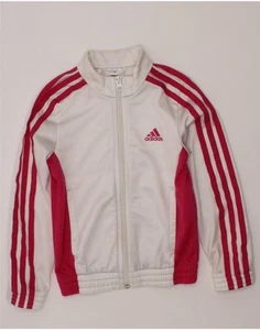 ADIDAS Girls Tracksuit Top Jacket 5-6 Years White Colourblock Polyester DN37 - Picture 1 of 5