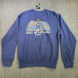 Roark Revival Sweatshirt Mens Small Blue Seek Explore Graphic Crewneck NWT Moon - Picture 1 of 21