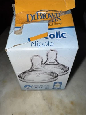 Pezón de silicona Dr. Brown's Nivel 2 cuello ancho medio - flujo rápido 2pk 3+ Mo NUEVO Foto 1 de 4