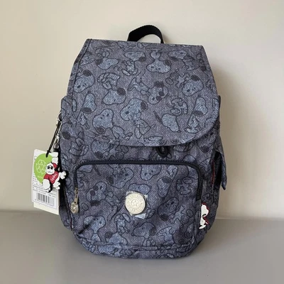 Kipling Snoopy Doggy Denim Print Emb City Pack Small Backpack NWT  - Image 1 of 4