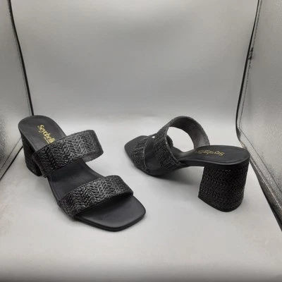 Seychelles Charli 女式凉鞋 6.5 米黑色 Raffia A104 — 第 1/4 张图片