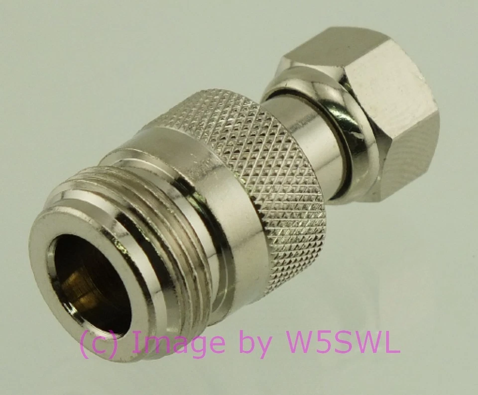 N Female to Type F Male Coax Connector Adapter by W5SWL  - Image 1 of 1